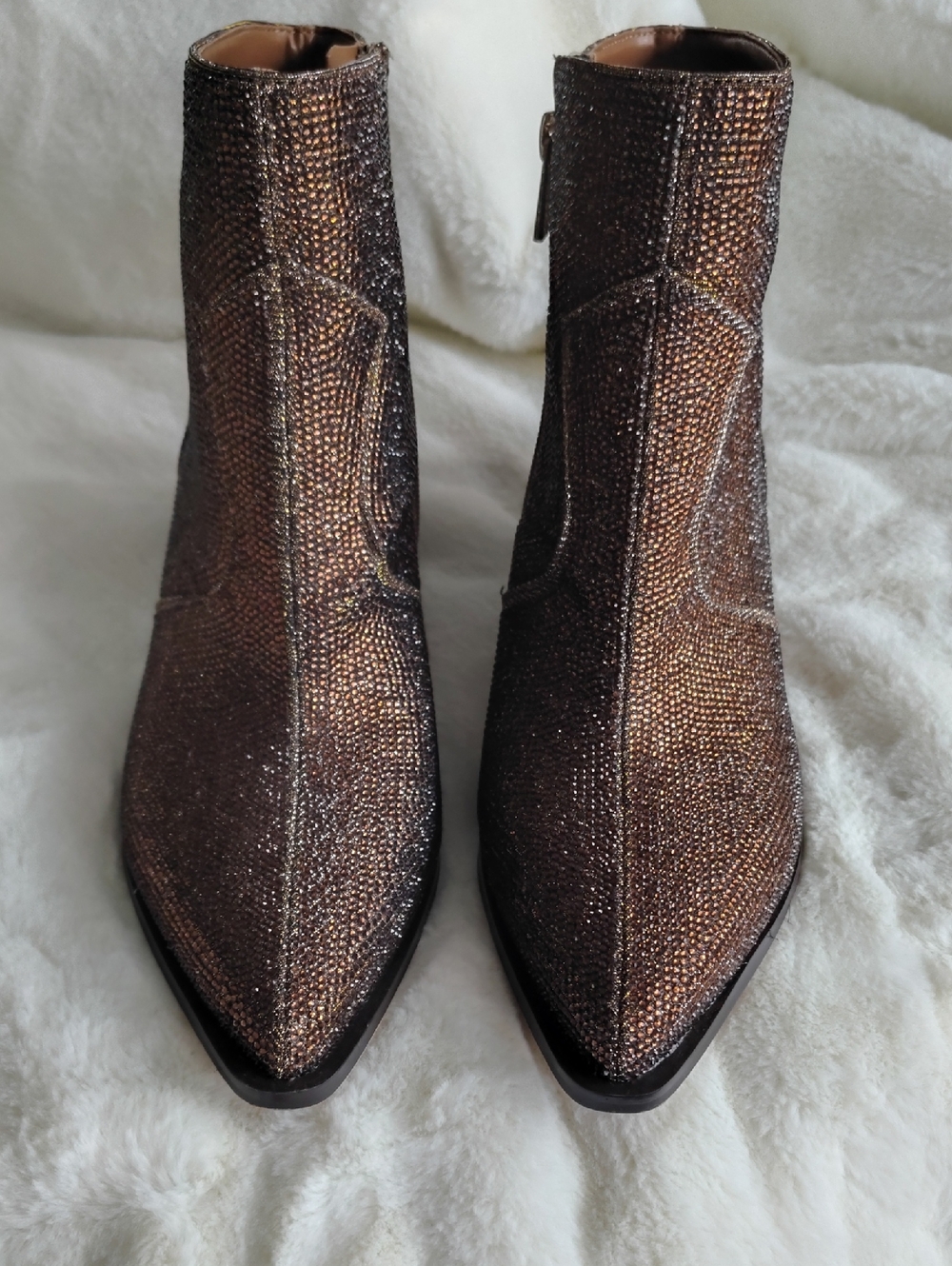 Jessica Simpson Women's Metallic Bronze Pointed-Toe Ankle Boots